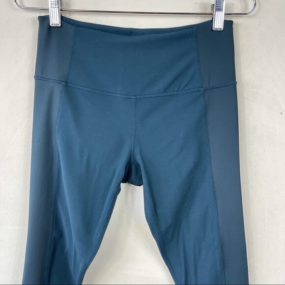 Athleta Cobra Tight Leggings Ankle Crop Criss Cross Cutout Abyss Teal S 158847 - Picture 6 of 16